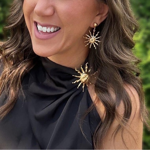 Park Lane ☀️ SUNNY DAYS Earrings Retro Sun Rays Matte Gold Tone NWT - Picture 5 of 10